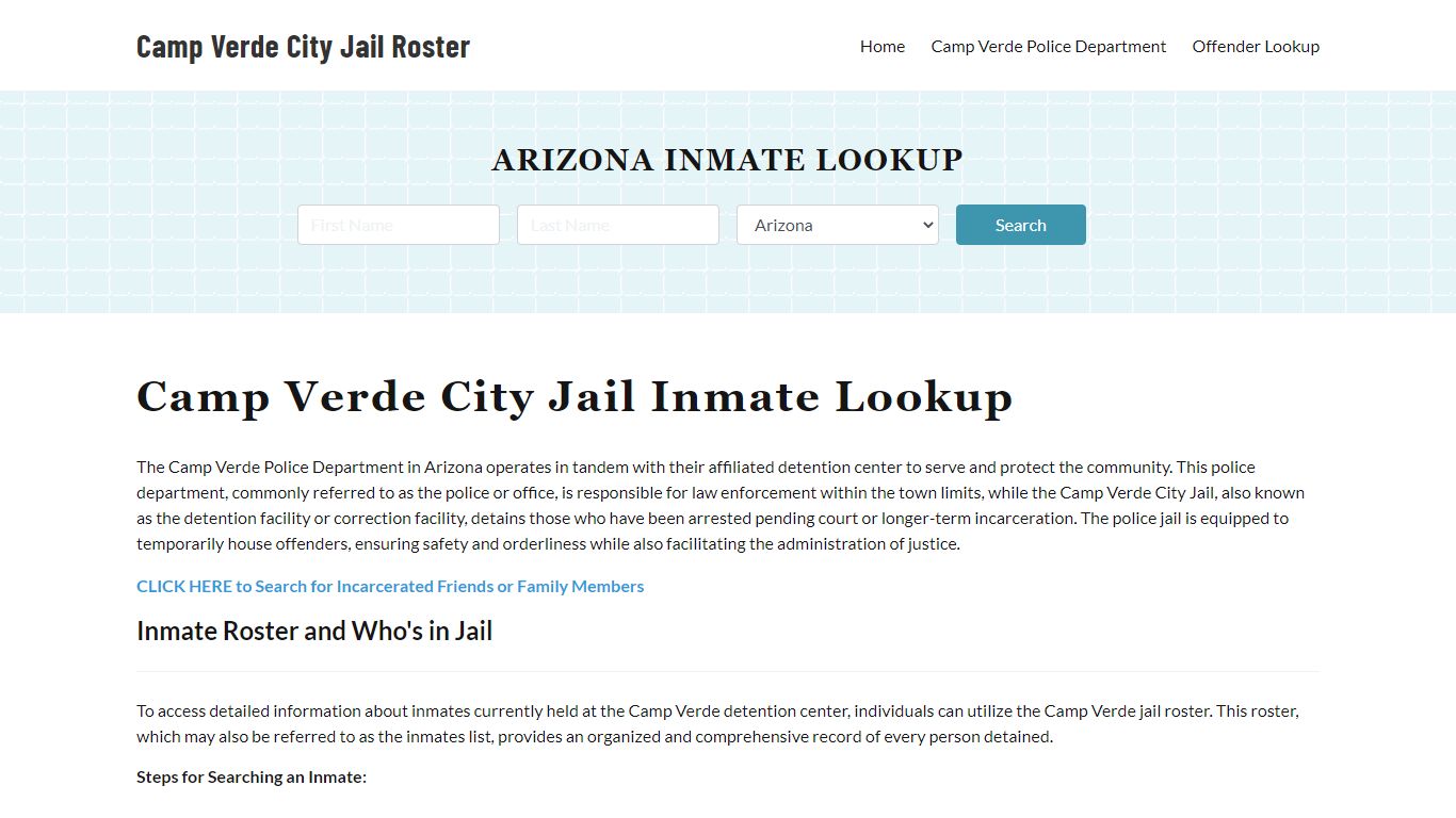 Camp Verde Police Department & City Jail, AZ Inmate Roster, Arrests ...